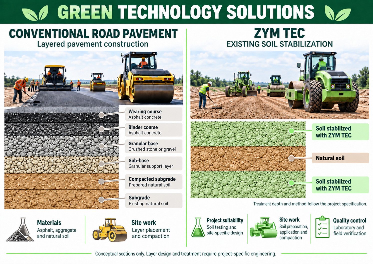 Layered pavement vs. stabilized soil
